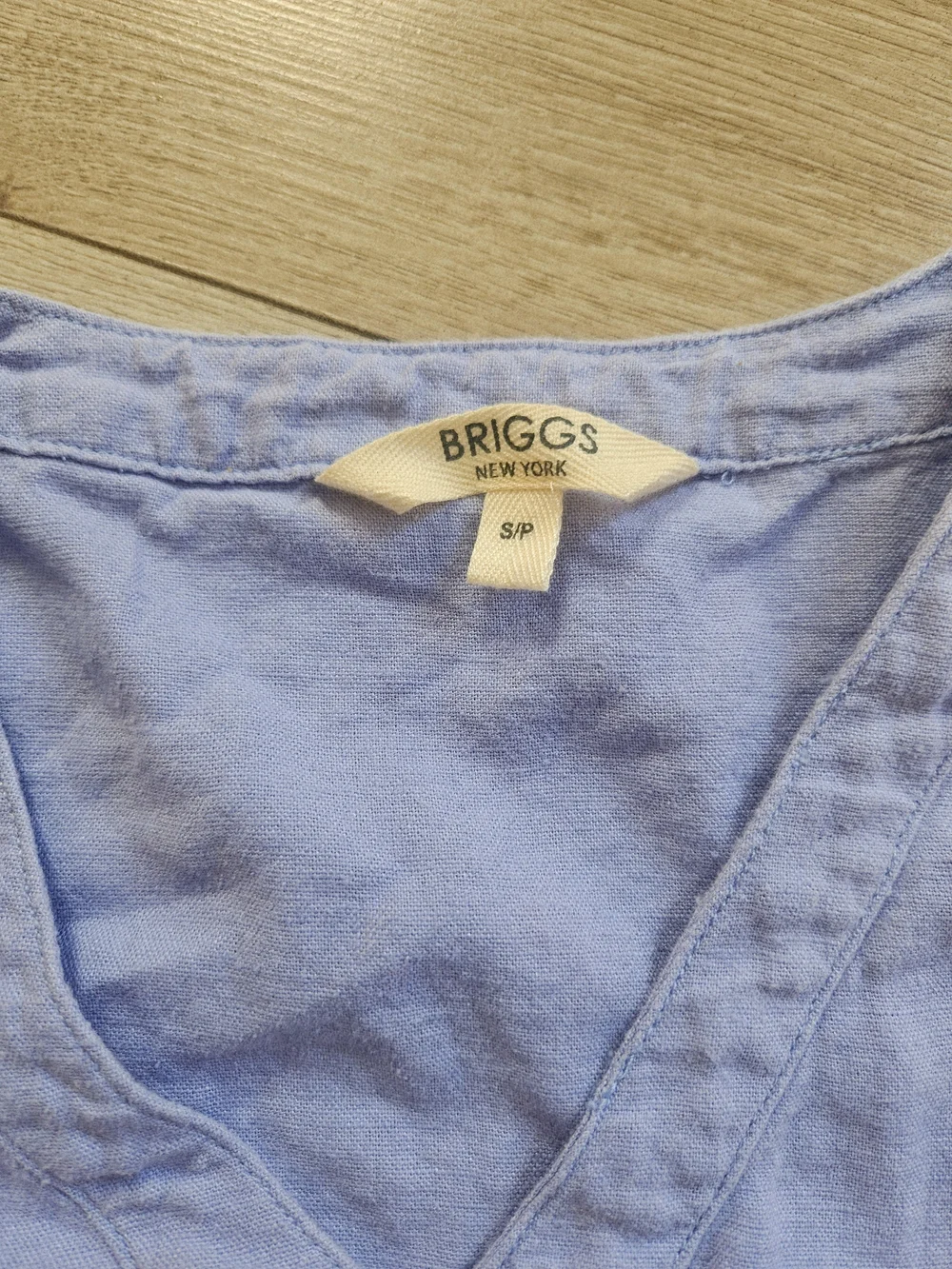 Briggs New York Blue V-Neck Babydoll Linen Blend Summer Dress Small🔥 - Picture 3 of 5